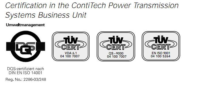 Сертификаты продукции ContiTech